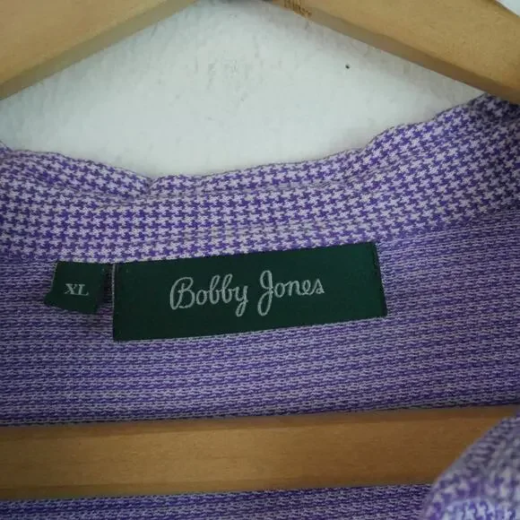 Augusta Masters Golf Polo Shirt XL Purple Houndstooth Cotton Old Money Preppy - Picture 2 of 5